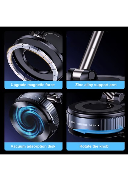 K007 360 Dönebilen Araç Içi Telefon Tutucu Vakumlu Magsafe Destekli Manyetik Mıknatıslı Masa Üstü Duvar Telefon Standı fırsatları