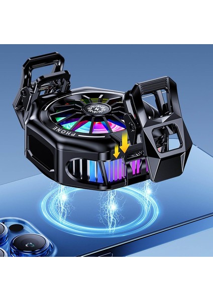Telefon Soğutucu Fan Radyatörlü Magsafeli ve Aparatlı 27W Power 3 Farklı Derece Ayarlı Rgb Işıklı Fan modelleri