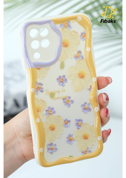 Samsung Galaxy A12/M12 Kılıf Tasarımlı Desenli Kamera Korumalı Papatya Çiçek Renkli Silikon Kapak