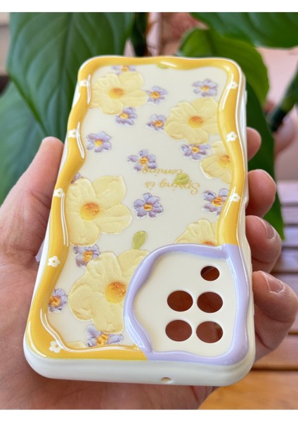 Samsung Galaxy A12/M12 Kılıf Tasarımlı Desenli Kamera Korumalı Papatya Çiçek Renkli Silikon Kapak