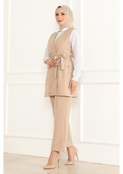 Kemer Detaylı Ikili Takım Bej 19232 modelleri