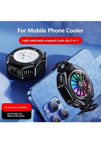Telefon Soğutucu Fan Radyatörlü Magsafeli ve Aparatlı 27W Power 3 Farklı Derece Ayarlı Rgb Işıklı Fan