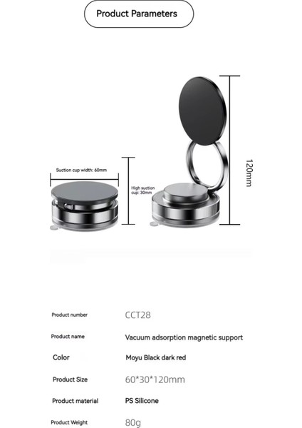 T28 360 Dönebilen Araç Içi Telefon Tutucu Vakumlu Magsafe Manyetik Mıknatıslı Destekli Masa Üstü Duvar Halka Telefon Standı