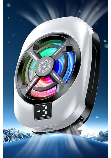 Telefon Soğutucu Fan Radyatörlü Aparatlı 15W Power 3 Farklı Derece Ayarlı Rgb Işıklı Beyaz Fan