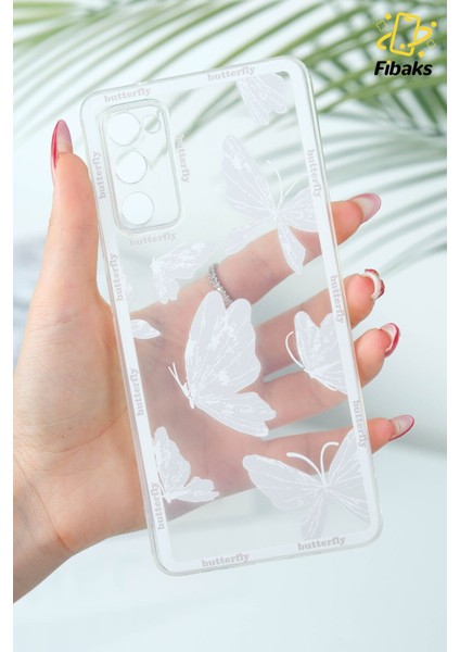 Samsung Galaxy S20 Fe Uyumlu Kılıf Tasarımlı Desenli Şeffaf Kelebek Esnek Yumuşak Silikon Kapak