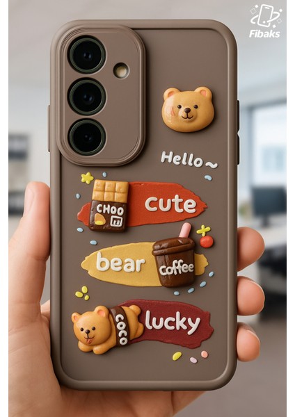 Samsung Galaxy S23 Fe Kılıf Tasarımlı Desenli Kamera Korumalı Ayıcık Kahve Renkli Yumuşak Silikon Kapak fiyatları