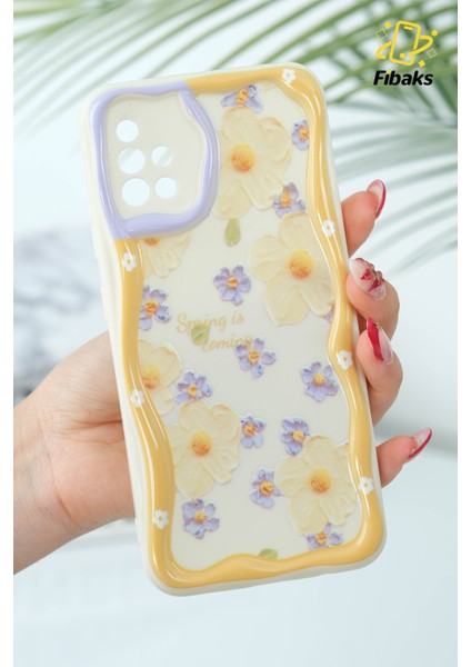 Samsung Galaxy A71 Kılıf Tasarımlı Desenli Kamera Korumalı Papatya Çiçek Renkli Silikon Kapak