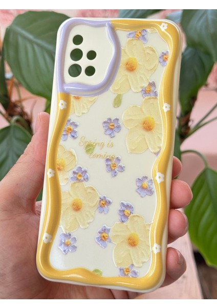 Samsung Galaxy A71 Kılıf Tasarımlı Desenli Kamera Korumalı Papatya Çiçek Renkli Silikon Kapak