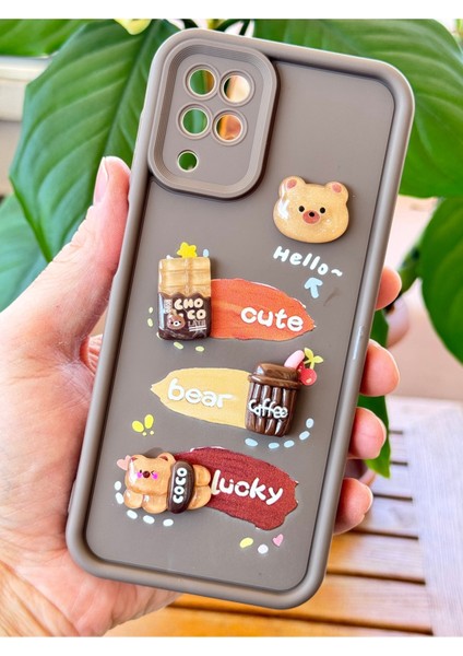 Samsung Galaxy A12/M12 Kılıf Tasarımlı Desenli Kamera Korumalı Ayıcık Kahve Renkli Yumuşak Silikon fiyatları