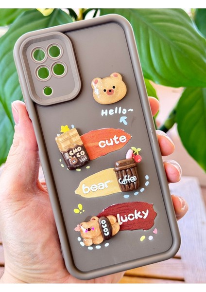 Samsung Galaxy A12/M12 Kılıf Tasarımlı Desenli Kamera Korumalı Ayıcık Kahve Renkli Yumuşak Silikon fırsatları