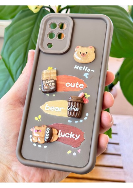 Samsung Galaxy A12/M12 Kılıf Tasarımlı Desenli Kamera Korumalı Ayıcık Kahve Renkli Yumuşak Silikon indirimleri