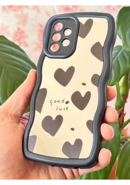 Samsung Galaxy A23 Uyumlu Kılıf Aynalı Kalp Desenli Yumuşak Kenarlı Kamera Korumalı Silikon Kapak