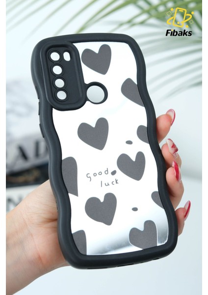 Xiaomi Redmi Note 8 Uyumlu Kılıf Aynalı Kalp Desenli Yumuşak Kenarlı Kamera Korumalı Silikon Kapak