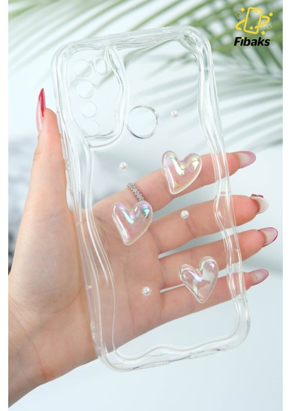 Xiaomi Redmi Note 8 Kılıf 3D Kalpli Inci Tasarımlı Desenli Kamera Korumalı Şeffaf Silikon Kapak