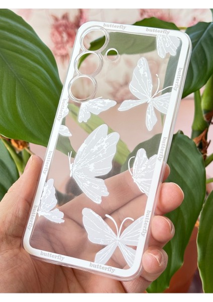 Samsung Galaxy A34 Uyumlu Kılıf Tasarımlı Desenli Kamera Korumalı Şeffaf Kelebek Esnek Yumuşak Silikon Kapak