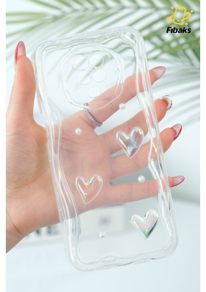 Xiaomi Redmi Note 9 Pro - 9s Kılıf 3D Kalpli Inci Tasarımlı Desenli Kamera Korumalı Silikon Kapak