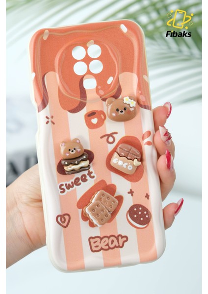 Xiaomi Redmi Note 9s/9 Pro Kılıf Tasarımlı Desenli Kamera Korumalı Ayıcık Bisküvi Renkli Cofffe Silikon Kap