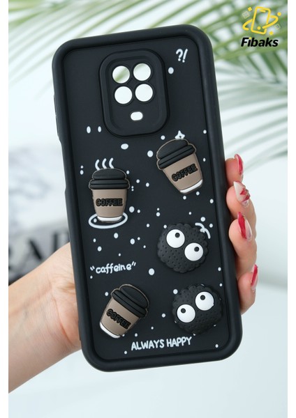 Xiaomi Redmi Note 9s/9 Pro Kılıf Tasarımlı Desenli Kamera Korumalı Coffee Kurabiye Siyah Yumuşak Silikon