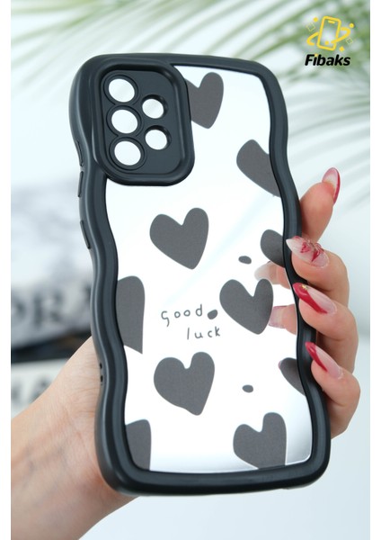 Samsung Galaxy A32 Uyumlu Kılıf Aynalı Kalp Desenli Yumuşak Kenarlı Kamera Korumalı Silikon Kapak