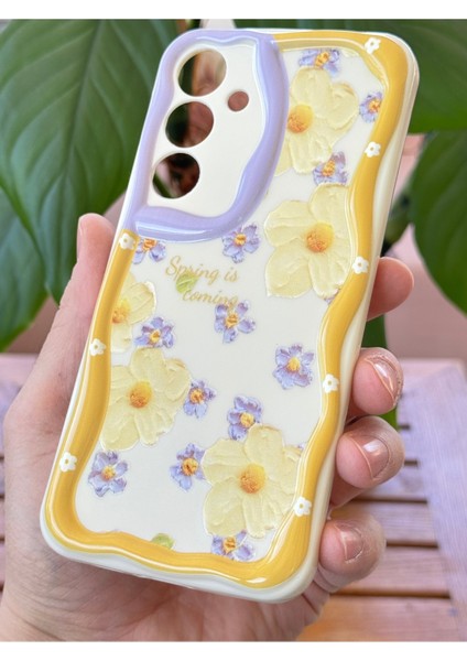 Samsung Galaxy A15 Uyumlu Kılıf Tasarımlı Desenli Kamera Korumalı Papatya Çiçek Renkli Silikon Kapak