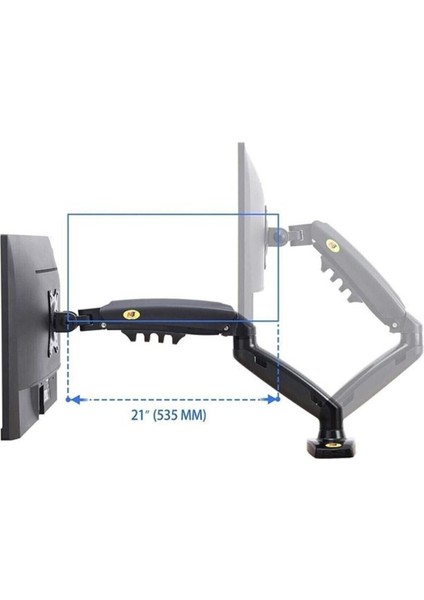 NB F80 17-30 İnç Uyumlu Amortisörlü Masaüstü Monitör Tutucu Tek Kol Standı (Tam Hareketli) indirimleri