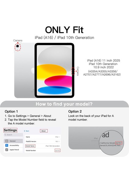 Apple Ipad 11 A16 2025 10. Nesil 10.9 Güçlü Manyetik Smart Kapak Devrilmez Stand Uyku Modlu Tablet Kılıfı fiyatları