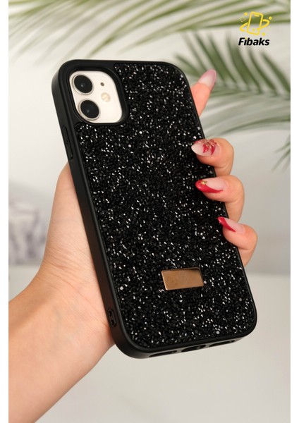 Apple iPhone 11 Uyumlu Kılıf Elmas Tasarımlı Siyah Taşlı Işıltılı Pırlanta Silikon Kapak fiyatları