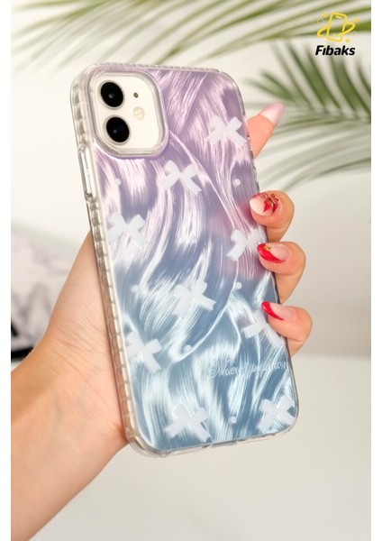 Apple iPhone 11 Uyumlu Kılıf Parlak Hologramlı Fiyonk Desenli Darbe Emici Kamera Çıkıntılı Renkli Silikon fiyatları