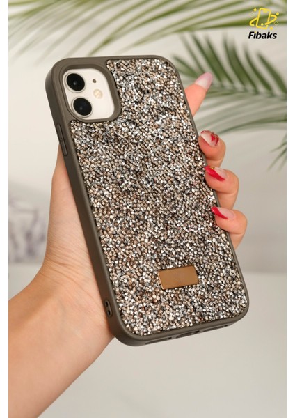 Apple iPhone 11 Uyumlu Kılıf Elmas Tasarımlı Gri Taşlı Işıltılı Pırlanta Silikon Kapak fiyatları