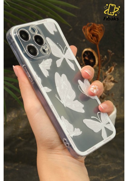 Apple iPhone 12 Pro Max Kılıf Tasarımlı Desenli Kamera Korumalı Şeffaf Kelebek Yumuşak Silikon Kapak