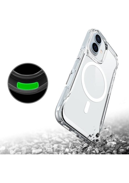 Apple iPhone 16 Kılıf Kamera Çıkıntılı Şeffaf Darbe Emici Magsafe Şarj Destekli Kapak