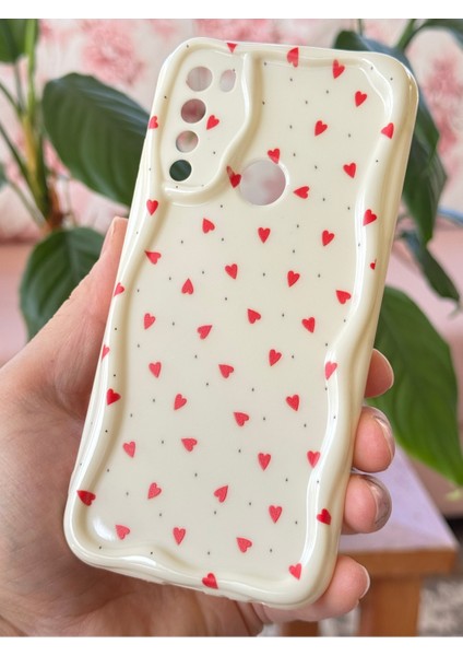 Xiaomi Redmi Note 8 Kılıf Kamera Korumalı Dalga Kenarlı Kırmızı Kalp Desenli Silikon Kapak indirimleri