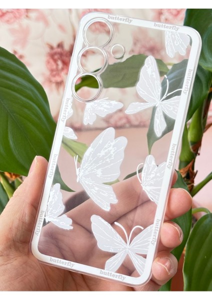 Samsung Galaxy A56 Kılıf Şeffaf Kelebek Tasarımlı Desenli Kamera Korumalı Yumuşak Silikon Kapak