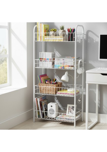 3 Katlı Kitaplık & Ayakkabılık, Banyo, Mutfak, Oyuncak Rafı Metal Kitaplık 60X40X23 cm