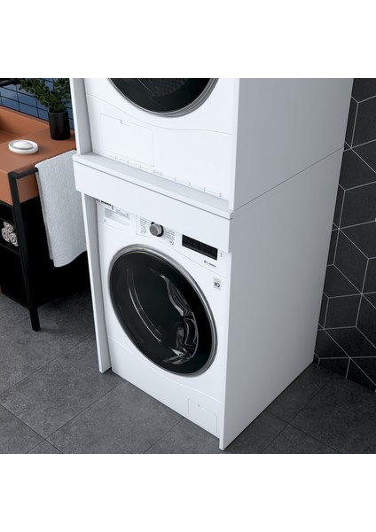 KD113 Çamaşır ve Kurutma Makinesi Dolabı Çekmeceli Banyo Dolabı Beyaz indirimleri