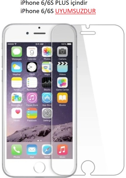 Apple iPhone 6/6s Plus Ekran Koruyucu Kısa Temperli Sert Cam 9H Kırılmaz Cam Koruma Maxi