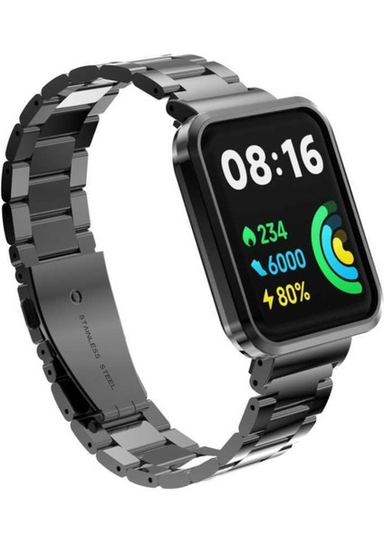 Xiaomi Redmi Watch 2 Lite Kordon Kasalı Paslanmaz Çelik Stainless Steel Baklalı Ayarlanabilir Akıllı Saat Kordonu ve Ayarlama Aparatı