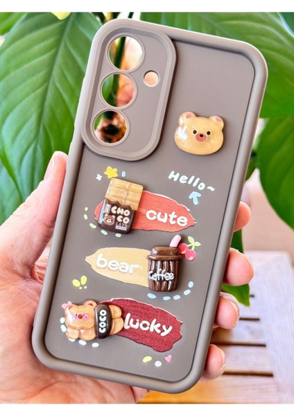 Samsung Galaxy S25 Plus Kılıf Tasarımlı Desenli Kamera Korumalı Ayıcık Kahve Yumuşak Silikon Kapak modelleri