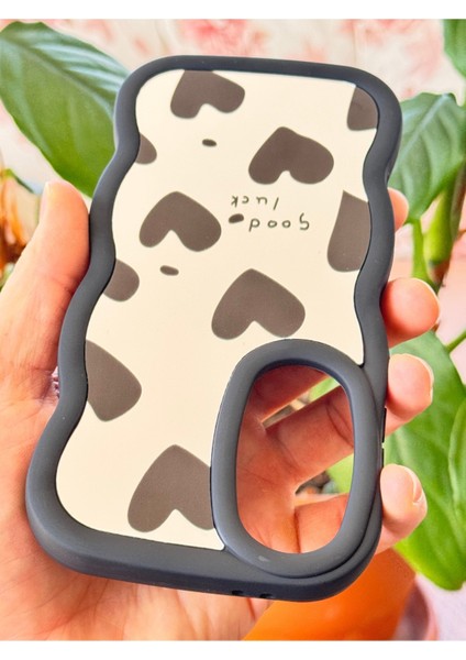 Samsung Galaxy S24 Fe Uyumlu Kılıf Aynalı Kalp Desenli Yumuşak Kenarlı Kamera Korumalı Silikon Kapak