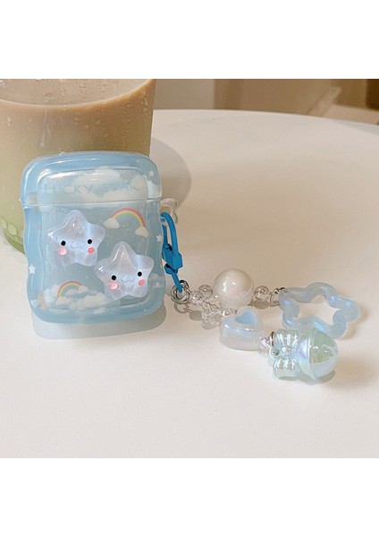 Airpods 1. Nesil ve 2. Nesil Uyumlu 3D Yıldız Oyuncak Gökkuşağı Askılı Tutamaçlı Kulaklık Kılıfı modelleri