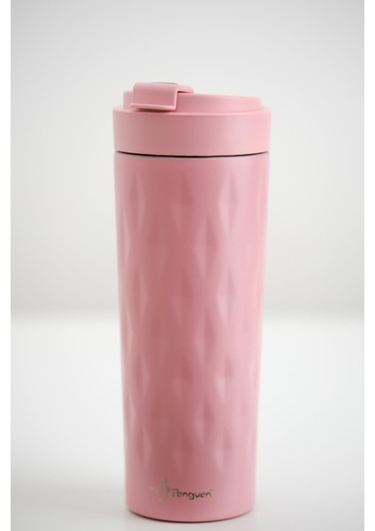 PNG-1167 500ml Flip Kapak Desenli Çelik Mug | 6 Saat Sıcak 12 Saat Soğuk | Sızdırmaz & BPA Free