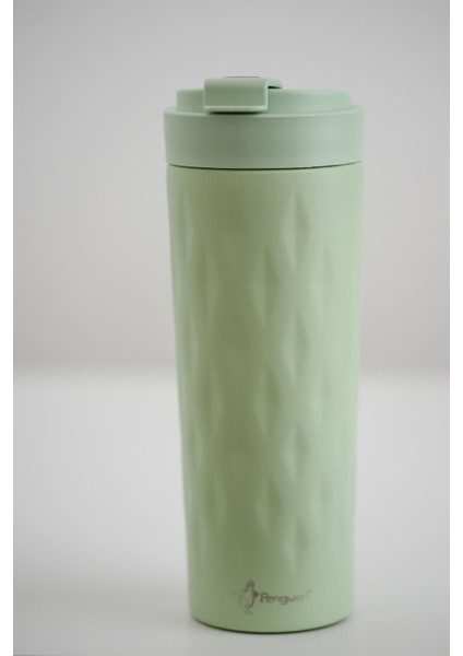 PNG-1167 500ml Flip Kapak Desenli Çelik Mug | 6 Saat Sıcak 12 Saat Soğuk | Sızdırmaz & BPA Free