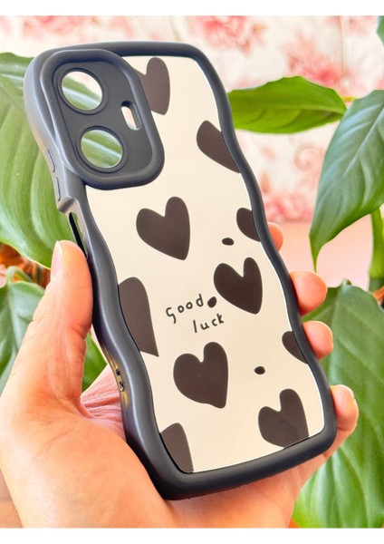 Realme C55 Uyumlu Kılıf Aynalı Kalp Desenli Yumuşak Kenarlı Kamera Korumalı Silikon Kapak