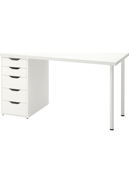 Çalışma Masası, Beyaz, 140X60 Cm, Lagkapten, Adıls