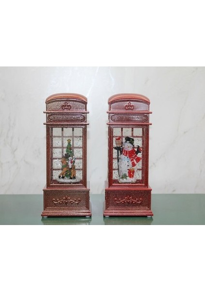 Telefon Kulübesi Tasarımlı Yılbaşı Temalı Işıklı Müzikli Kar Küresi Model 2 fiyatları