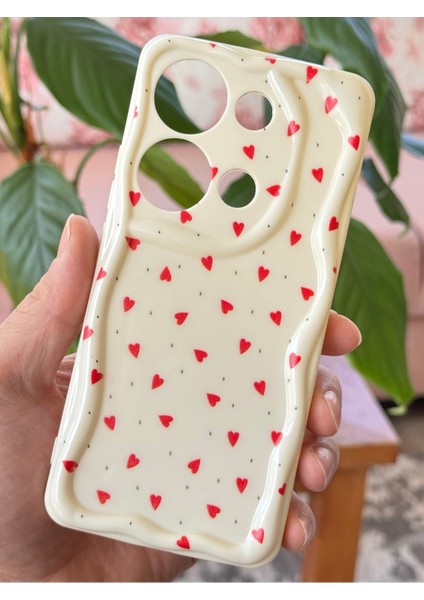 Poco M6 Pro 4g Kılıf Kamera Korumalı Dalga Kenarlı Kırmızı Kalp Desenli Silikon Kapak fiyatları