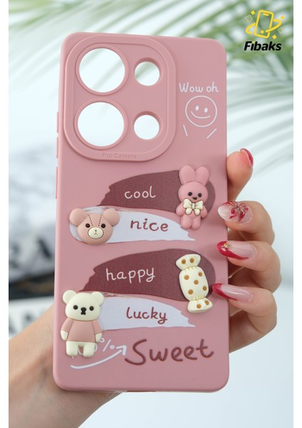 Poco M6 Pro 4g Uyumlu Kılıf Tasarımlı Desenli Kamera Korumalı Tavşan Pembe Yumuşak Silikon Kapak