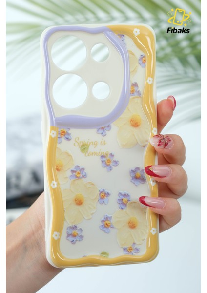 Poco M6 Pro 4g Kılıf Kamera Korumalı Papatya Çiçek Desenli Renkli Silikon Kapak