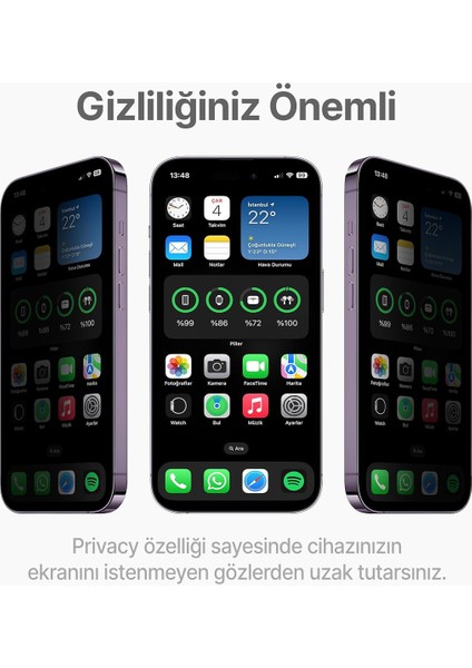 Apple iPhone 15/14 Pro/16 Gizlilik Filtreli Kolay Uygulama Aparatlı Siyah Çerçeveli Tam Kapatan Hayalet Kırılmaz Cam Ekran Koruyucu
