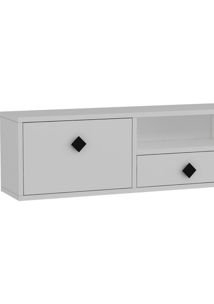 1305DROPDD-1 Duvara Montaj Tv Sehpası Beyaz-Siyah Kulp indirimleri